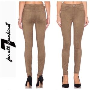 7 for all mankind Flawless Icon faux suede Skinny Ankle jeans brown NWT 26